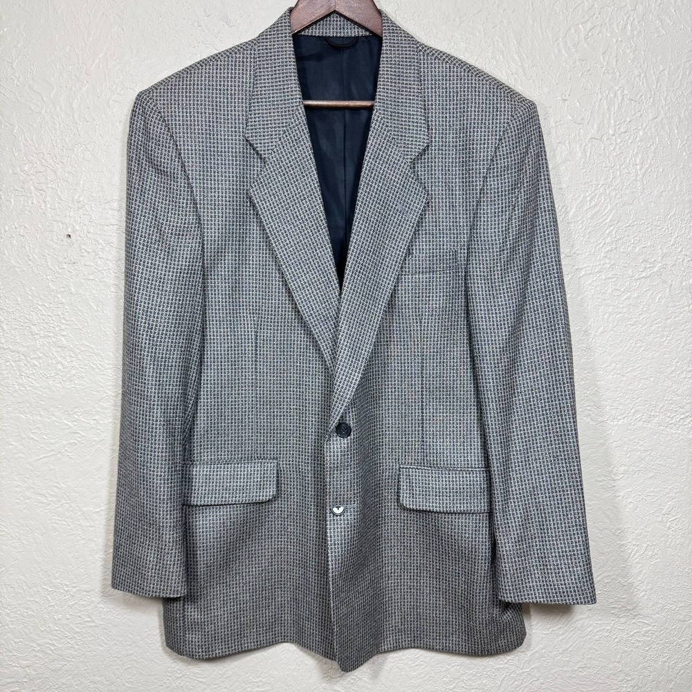 Fioravanti Soft Blazer Jacket‎ Sport Coat 42 Houndstooth Check USA 2 Button Vtg